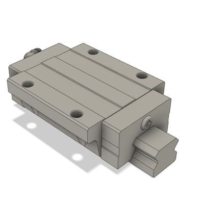 AIRTAC PROFILE RAIL ASSEMBLY<br>LSH 20MM HIGH ACCURACY, NO PRELOAD, STANDARD BOTTOM MOUNTING FLANGE - LONG BLOCK, RAIL L = 1000MM QTY: 1 BLOCK